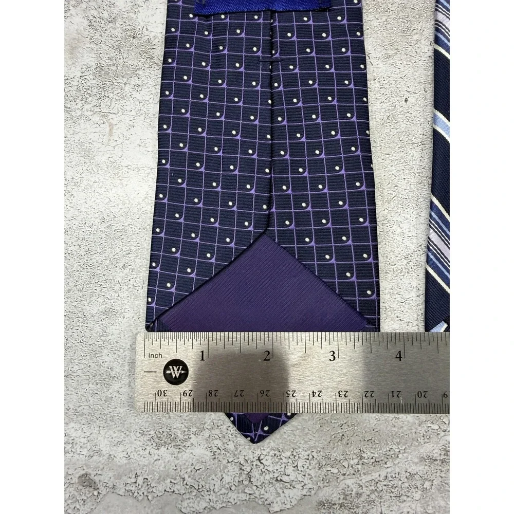 Club Room By Charter Club Tie Mens One Size Blue Geometric 100%‎ Silk Set of 2